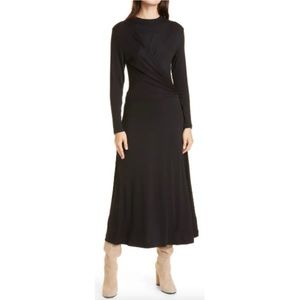Vince Long Sleeve Drape Front Knit Midi Dress In Black  Purchased @ Sack 5th Ave